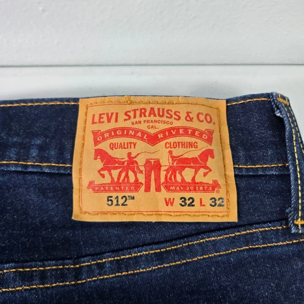 Levis 512 Slim Taper Jeans Mens 32x32 Dark Indigo Blue‎ Stretch Denim 28833-0280